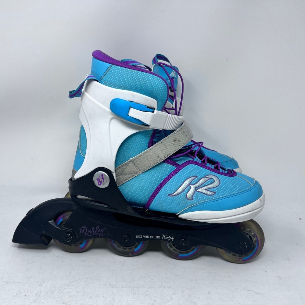 K2 Marlee Pro Inline Skates Kids Adjustable Blue Purple ABEC 3  Wheels SZ 4-6